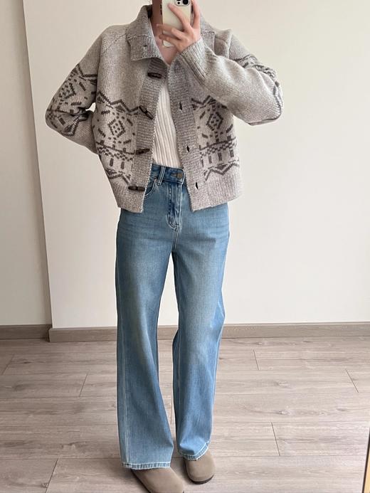 【美拉德复古提花牛角扣针织开衫外套】整体融合复古提花与经典牛角扣元素，将英伦学院风与冬日温暖感完美结合WD 商品图11