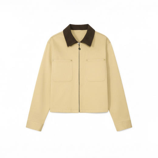 谜底撞色翻领外套长袖2026春季新品工装复古短款夹克女265MW5035 商品图4