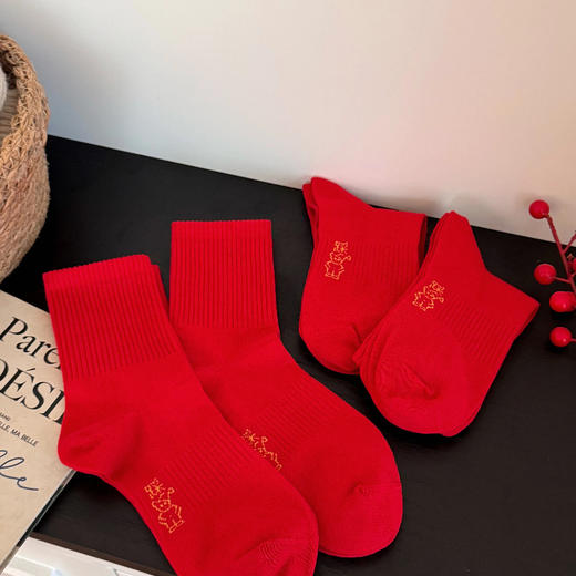 【新年红红火火】甄选长绒棉 | 袜尖尖新年小红袜/本命年红袜子 男士女士儿童棉袜子  4双/5双装 [颜色是正红色哦] 商品图7
