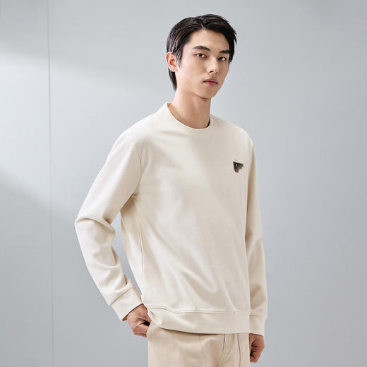 GXG男装【肌理面料】25春季简约纯色圆领休闲打底衫男式长袖卫衣K&C 商品图1