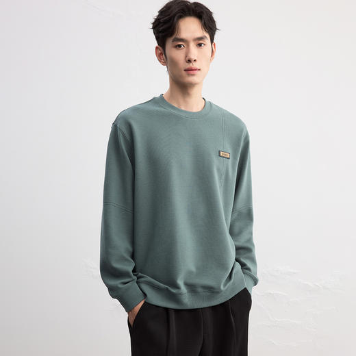 GXG男装【肌理质感】25秋季简约百搭运动宽松休闲男式圆领卫衣K&C 商品图7