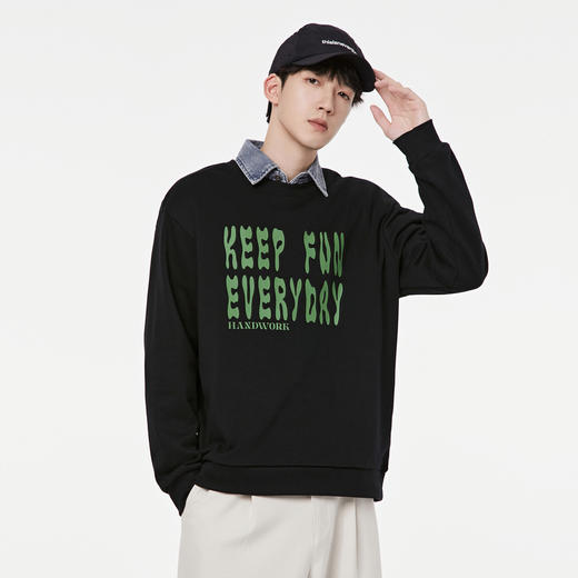 GXG男装【集合款】2025秋季简约字母男士休闲圆领长袖卫衣 商品图4