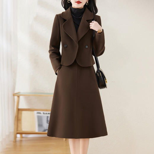 丁摩毛呢外套半身裙两件套女2025新款高级感时尚气质洋气穿搭套装ALW8270 商品图2
