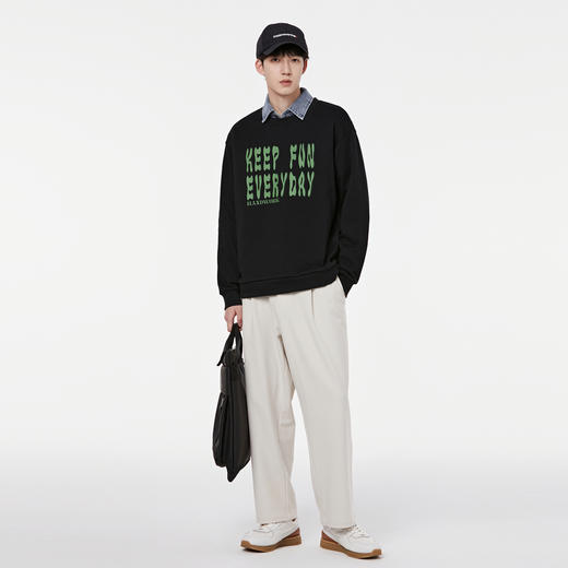 GXG男装【集合款】2025秋季简约字母男士休闲圆领长袖卫衣 商品图6