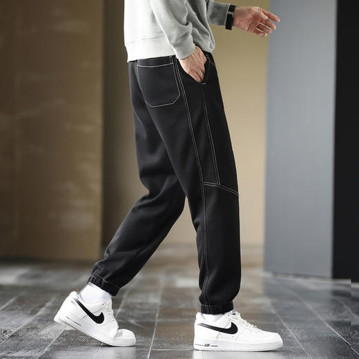 GXG男装25春季时尚线条感显高显瘦运动宽松男式休闲束脚长裤K&C 商品图9