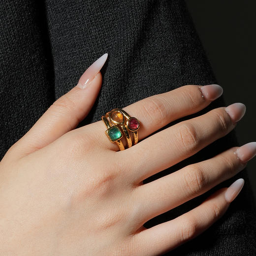 北京仓｜Goossens Paris-CABOCHONS-三色 岩石水晶 戒指［法国设计师］ 商品图7