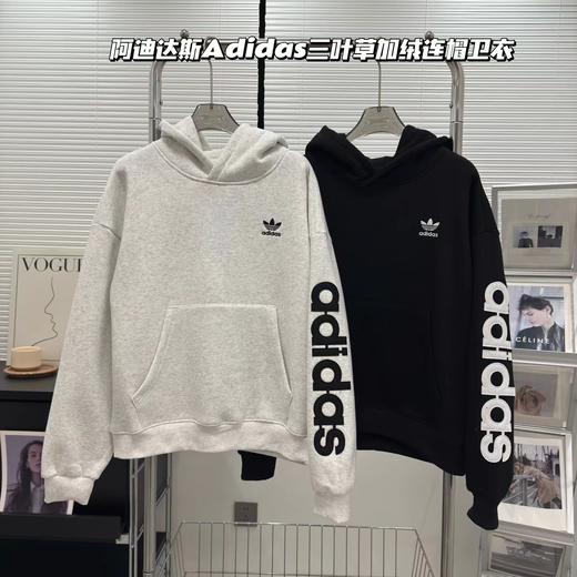 D121599冬季新款高版字母刺绣贴布男女同款加绒连帽卫衣 商品图0