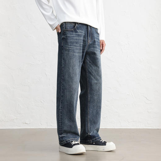 GXG男装25秋季时尚百搭休闲简约五袋款日常通勤男式直筒牛仔裤K&C 商品图3