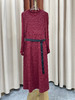 「断码清仓」酒红立领长袖系带针织亮丝打底裙 L码 ZFYY197 商品缩略图0