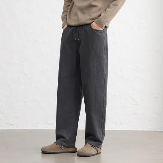 GXG男装【100%棉】25秋季时尚舒适松紧腰系绳简约直筒男式休闲裤K&C 商品图9