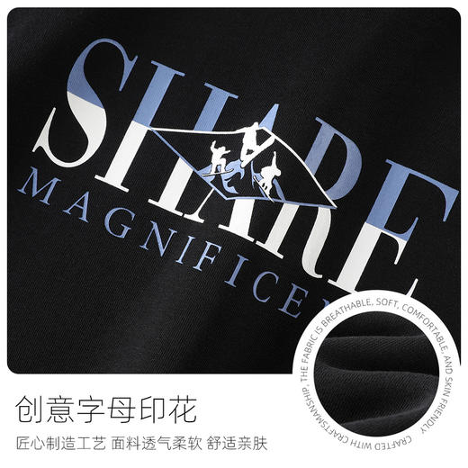 GXG男装【滑雪人】25春季时尚抽绳简约字母印花宽松男式连帽卫衣K&C 商品图3