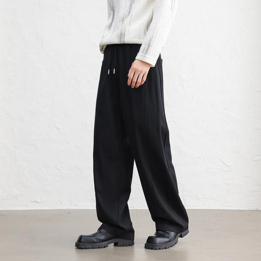 GXG男装【莱赛尔】25秋季简约纯色松紧腰日常通勤男式直筒休闲裤K&C 商品图2