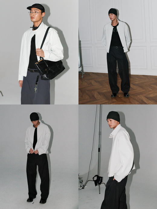 【一口价不退换 买六免一】ANTIOFF 暗格纹纸感肌理立领廓型夹克 商品图1