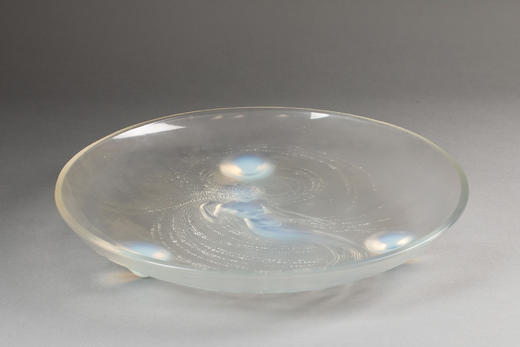 独角鹿西洋古董1920年法国顶级水晶工坊莱俪LALIQUE设计出品「SIRENE 美人鱼」主题欧泊水晶三足盘 商品图3