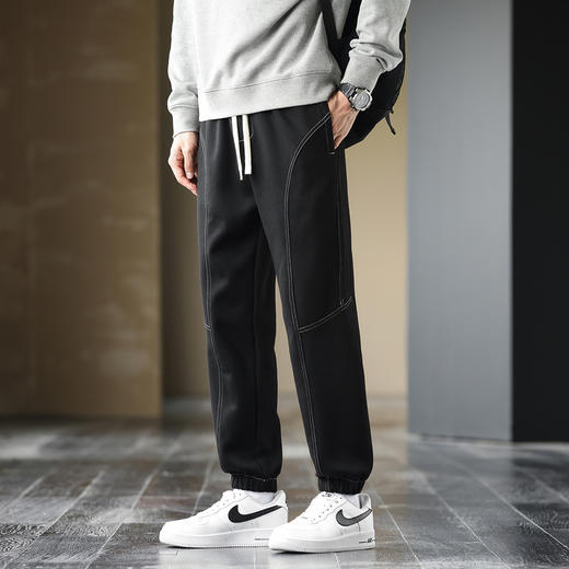 GXG男装25春季时尚线条感显高显瘦运动宽松男式休闲束脚长裤K&C 商品图8