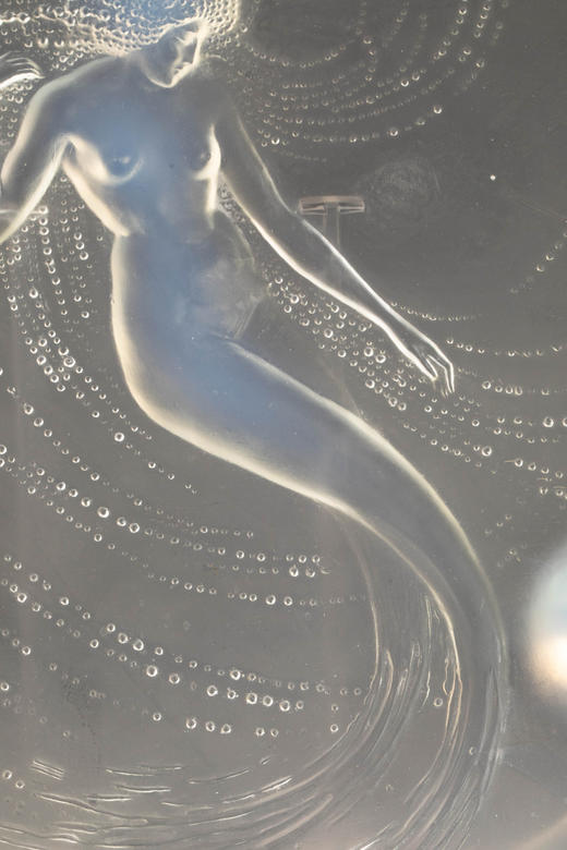 独角鹿西洋古董1920年法国顶级水晶工坊莱俪LALIQUE设计出品「SIRENE 美人鱼」主题欧泊水晶三足盘 商品图6