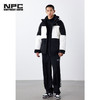 NPC潮牌左胸前小皇冠绣花黑白拼接连帽中长羽绒服NP28DJ49 商品缩略图1