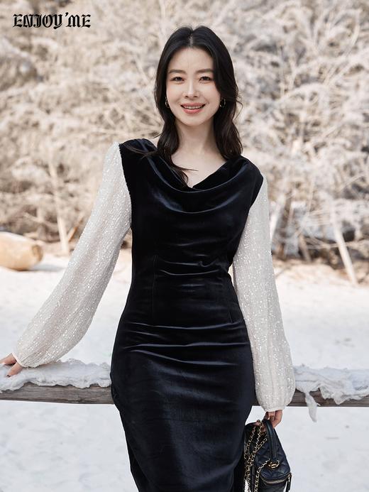 【门店同款】ENJOY冬季“相聚时刻”银河亮片拼接长裙 168793075 商品图4