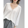 COCOBELLA细闪银葱针织衫女夏宽松遮阳T恤慵懒风V领罩衫TS3196 商品缩略图1