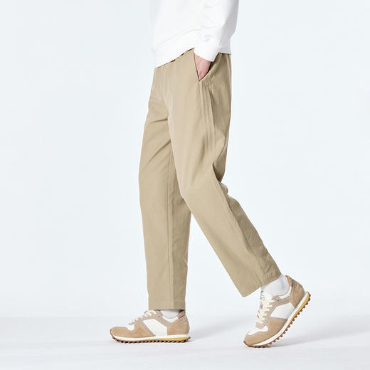 GXG男装秋季时尚简约纯色舒适松紧腰头直筒裤男式系绳休闲长裤K&C 商品图6
