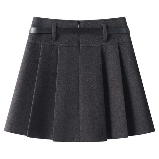 丁摩 灰色毛呢半身裙女秋冬高腰A字裙显瘦百褶裙冬季呢子短裙5ZF-96663 商品图2