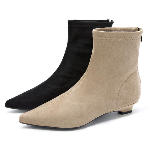 西遇瘦瘦靴女冬季新款法式踝靴显高腿长平底复古百搭气质短靴V2057171 商品图4