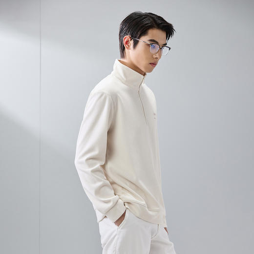 GXG男装25春季简约翻领拉链上衣男式休闲宽松百搭舒适polo领卫衣K&C 商品图1