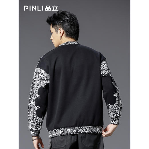 PINLI品立2025秋季新款男士宽松圆领印花加绒加厚套头卫衣上衣潮B253109096 商品图2