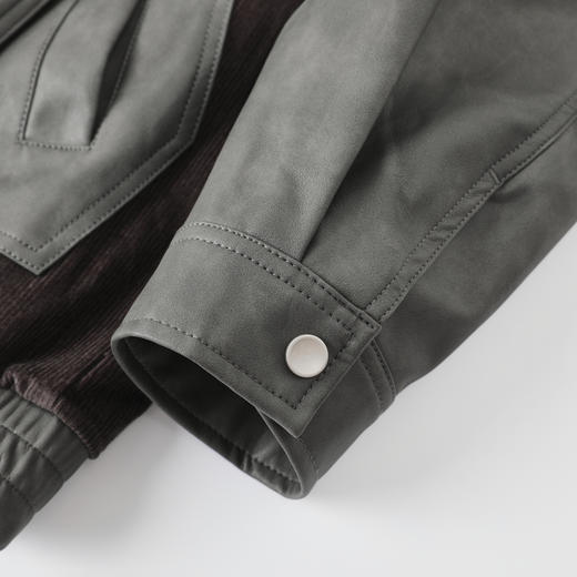 GXG男装25秋季时尚撞色领口简约百搭日常通勤男式翻领PU夹克K&C 商品图11