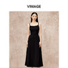 VIMAGE纬漫纪时尚露背基础款简约吊带黑色连衣裙秋新款V2277804 商品缩略图0