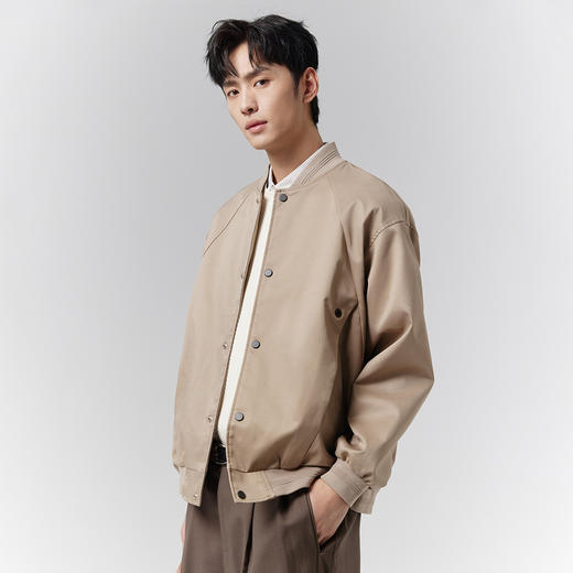 GXG男装【结构分割】25春季时尚潮流运动休闲棒球领男式短款夹克K&C 商品图2