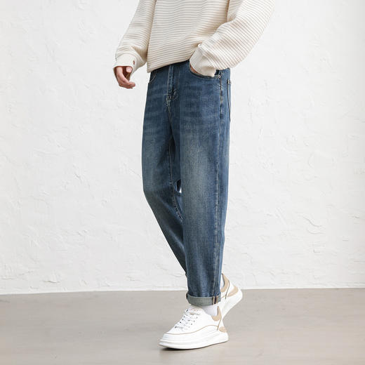 GXG男装25秋季时尚百搭日常通勤复古水洗弹力舒适男士锥形牛仔裤K&C 商品图2