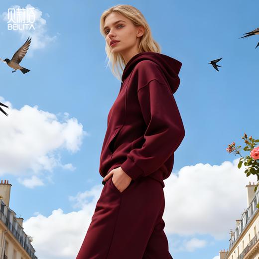 贝莉塔加厚加绒空气层连帽卫衣BLT5223女长袖运动上衣 商品图8