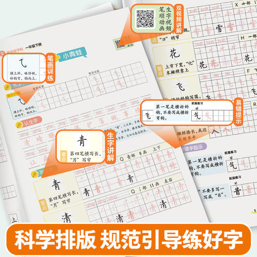 墨点小学生字帖一年级二年级三年级下册语文同步练字帖四五六年级上册练字专用每日一练人教版生字描红笔画笔顺正楷硬笔书法练字本 商品图3