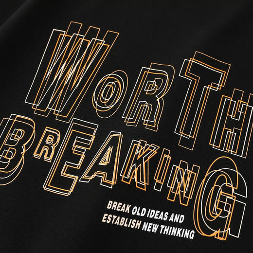 GXG男装冬季双色字母印花男士圆领休闲保暖卫衣K&C 商品图2