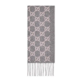 GUCCI 古驰 女士GG山羊绒围巾 灰色 812317 3GAC0 1672