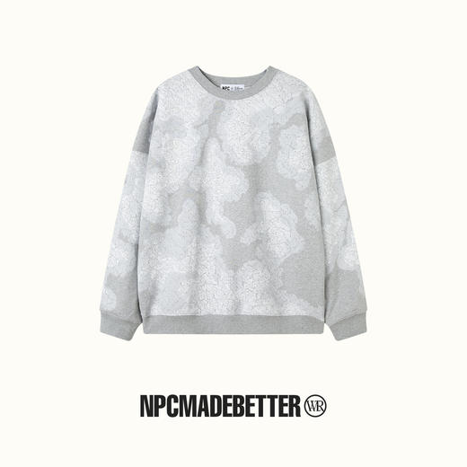 NPC潮牌不对称做旧斑驳满印字母logo圆领卫衣重磅长袖NP41ST23 商品图1