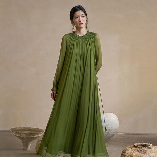 【林栖设计小店】轻雅真丝|桑蚕丝连衣裙松弛浪漫仙气2026早春新款长裙女1961179 商品图1