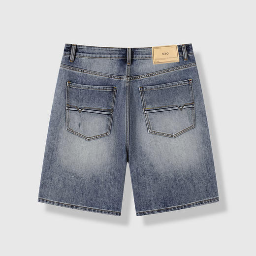 GXG男装25夏季时尚猫须休闲百搭薄款直筒男式牛仔五分短裤K&C 商品图5