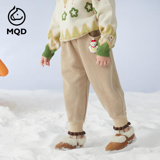 【秒】【MQD】女小童冬季甜美可爱木耳边休闲针织长裤 商品图1