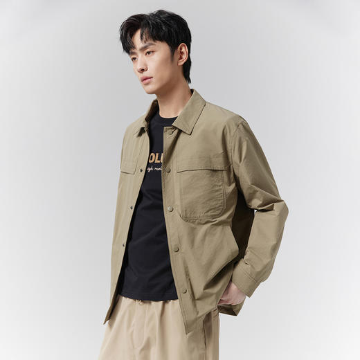 GXG男装【微皱肌理】25春季时尚简约翻领百搭休闲工装男式夹克K&C 商品图1