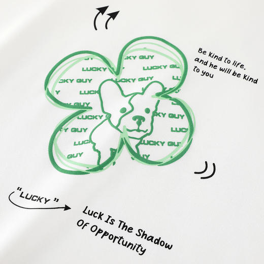 GXG男装【四叶小狗】秋季时尚潮流印花男士圆领长袖卫衣K&C 商品图4