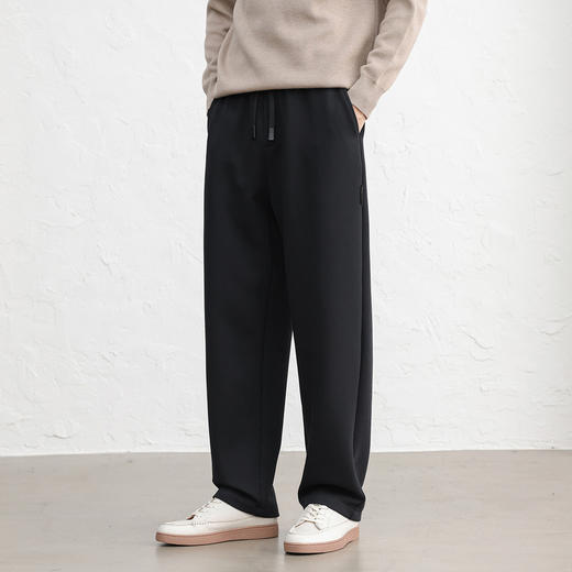 GXG男装25秋季弹力松紧腰系绳棉感舒适亲肤直筒通勤男式休闲长裤K&C 商品图1