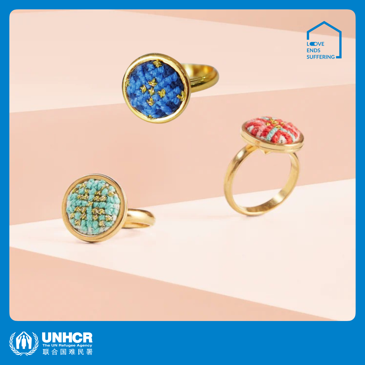 心艺手作：“努苏姆”系列戒指 Puffy Gold Ring in Blue/Amour/Teal