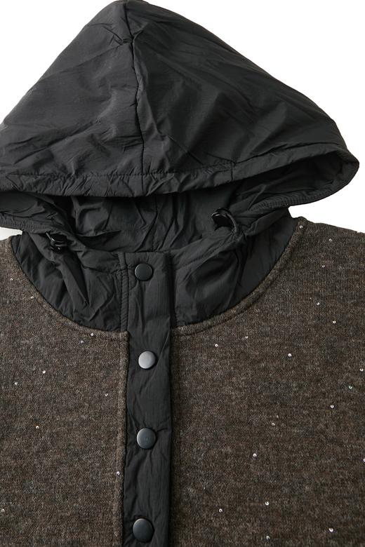 一周发货【满天星羊毛混纺卫衣】加绒连帽亮片，可机洗，亮片手工缝纫固定不易掉，简约款式，保暖细密短绒，慵懒百搭，宽松加厚，长袖套头款，穿脱方便，面料:5%羊毛12%锦纶12%晴纶3%氨纶68%聚酯纤维 商品图11