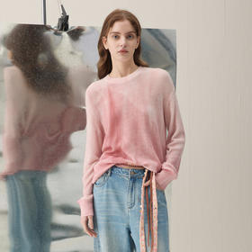 谜底套头针织衫长袖2026年春季新品印花蓬松保暖毛衣女261MZ0332