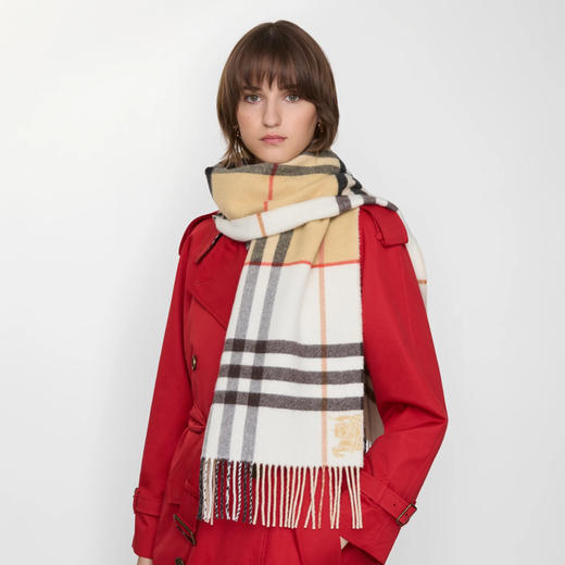 BURBERRY 巴宝莉 中性马术骑士徽标对比感格纹羊绒围巾 格子 8113922 A2021 商品图3