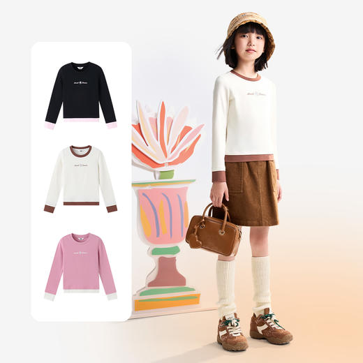 女童圆领长袖针织衫秋季新款安奈儿童装EG531521 商品图2