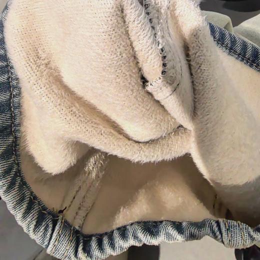 （不含配件）ZC纽扣腰脏脏加绒牛仔弯刀阔腿裤51108冬季065354330091 商品图1