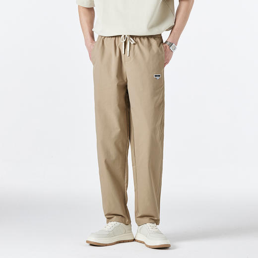 GXG男装25春季时尚贴布潮流系绳舒适松紧腰头直筒裤男式休闲长裤K&C 商品图8